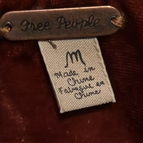 Free people burnt orange rust crush velvet woman's one button jacket sz MED - Picture 13 of 13